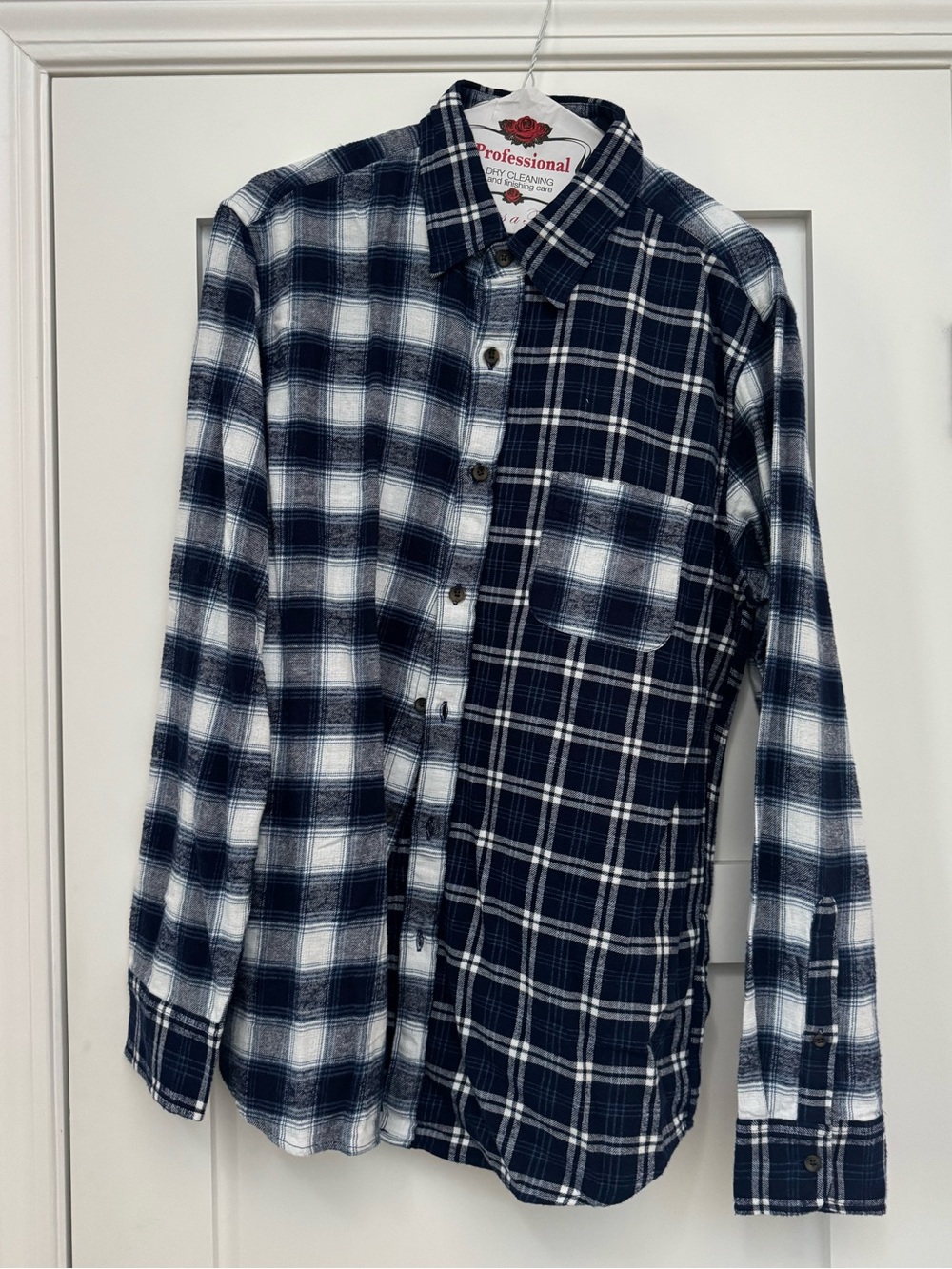 NWT J Crew Plaid Button-Down Shirt - Navy & White, size L